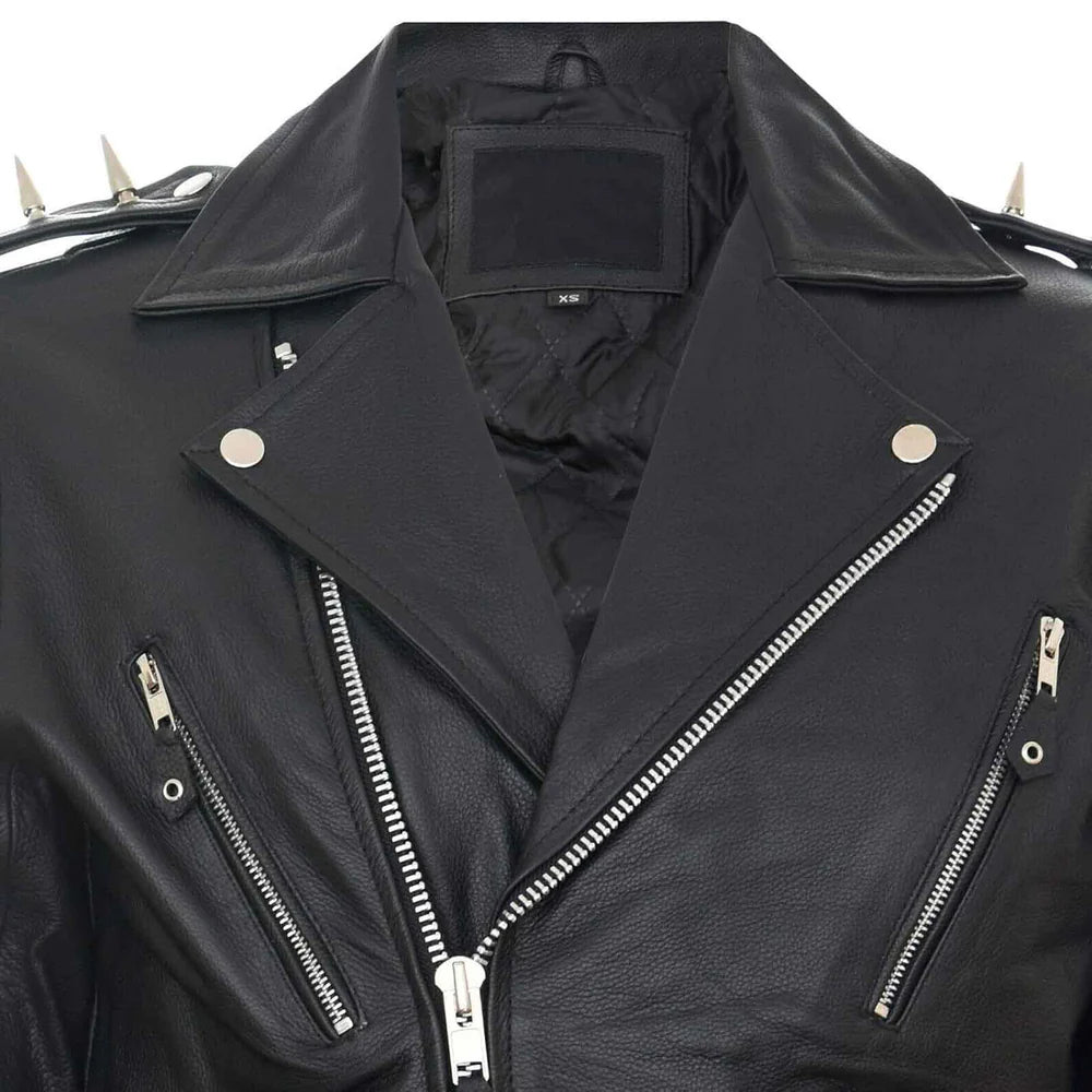 Classic Vintage Leather Biker Jacket for Men – Fringe, Studded & Tassel Design