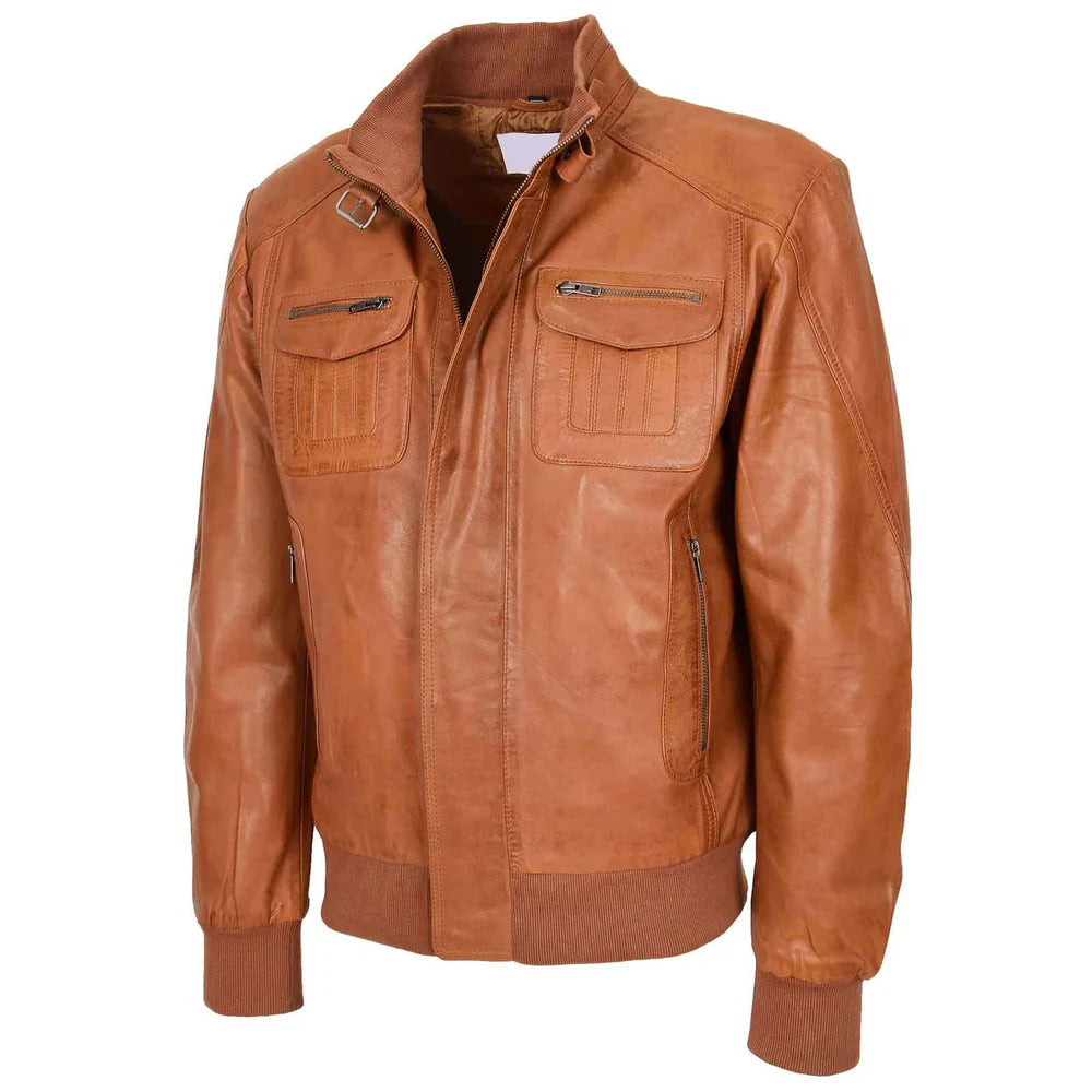 Men’s Leather Bomber Flight Jacket