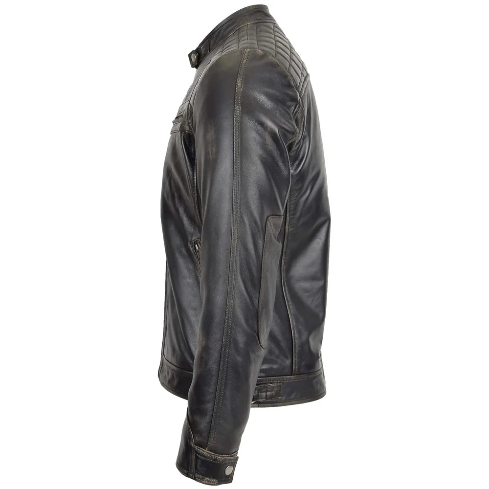 Lightweight Men's Biker Style Leather Jacket