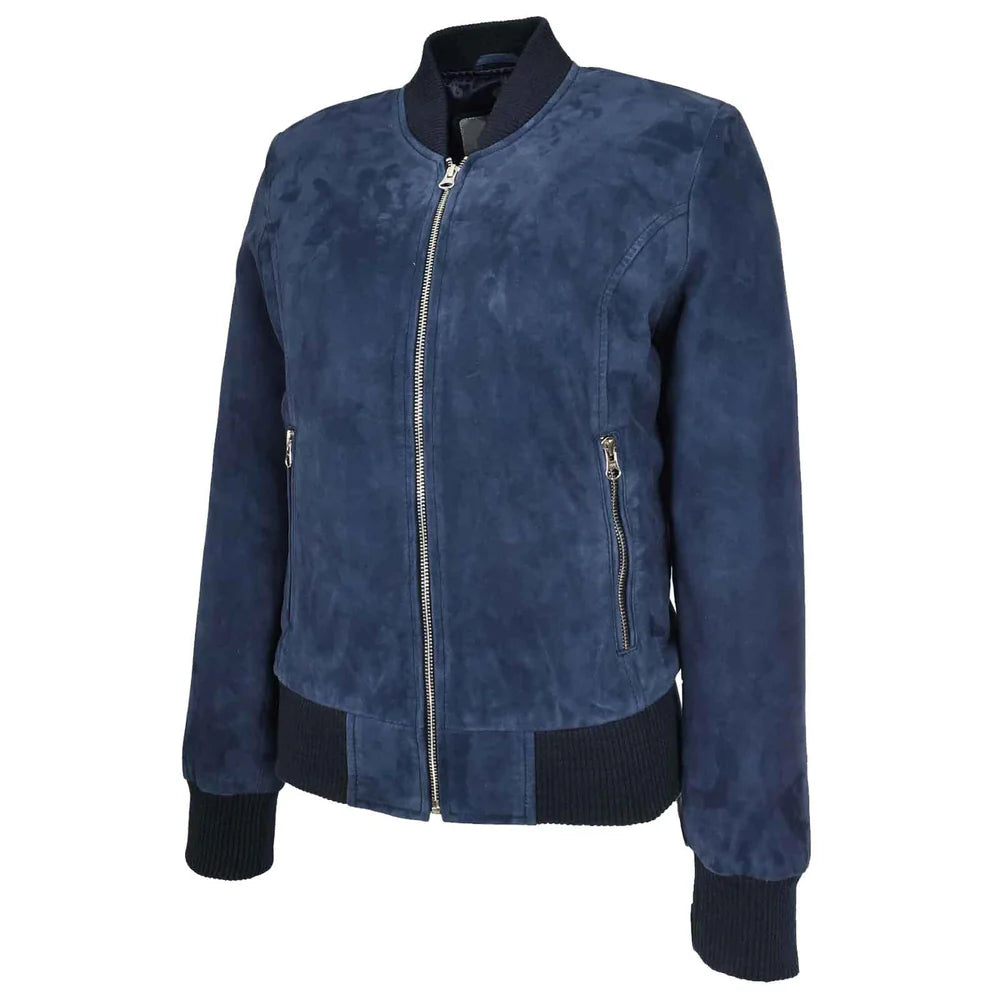 Women's Real Goat Suede Bomber MA-1 Jacket