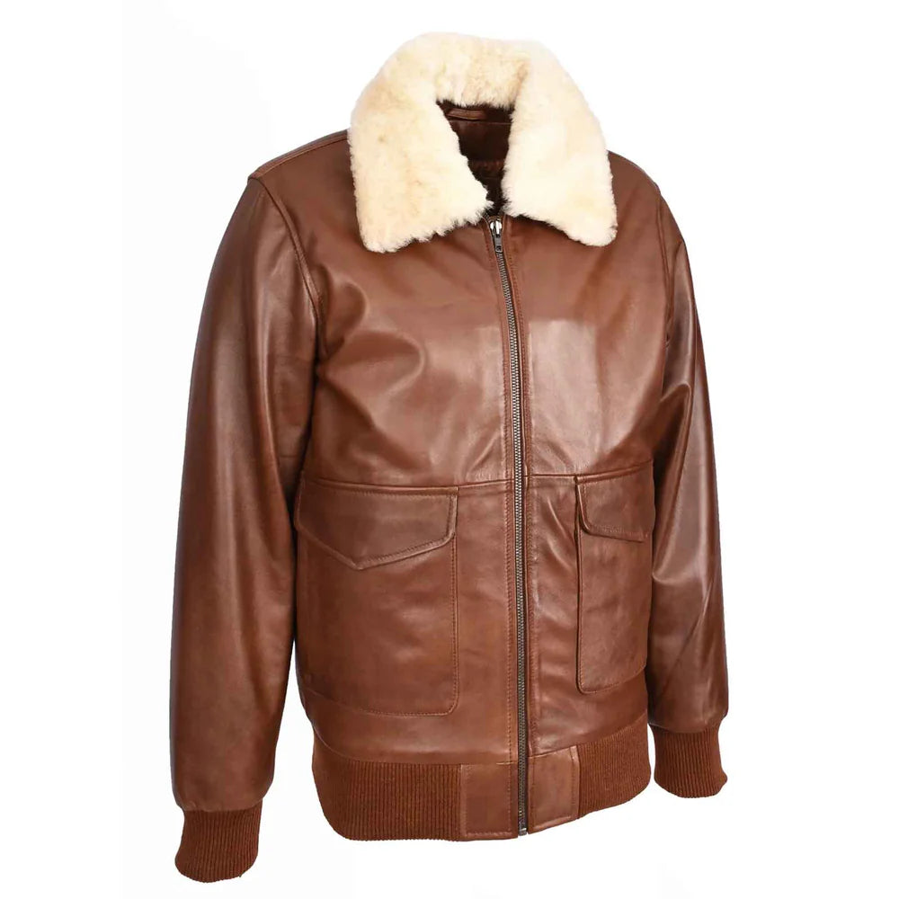 Men’s Premium Leather Aviator Bomber Jacket