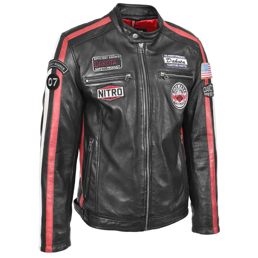Men's Black Leather Racing Jacket