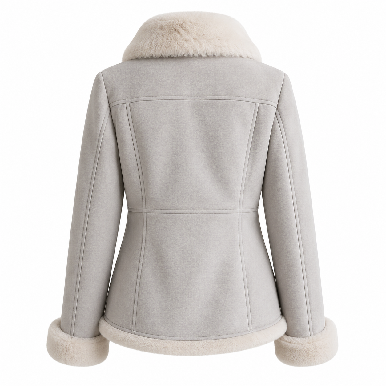 Women's Light Gray Faux Shearling Jacket