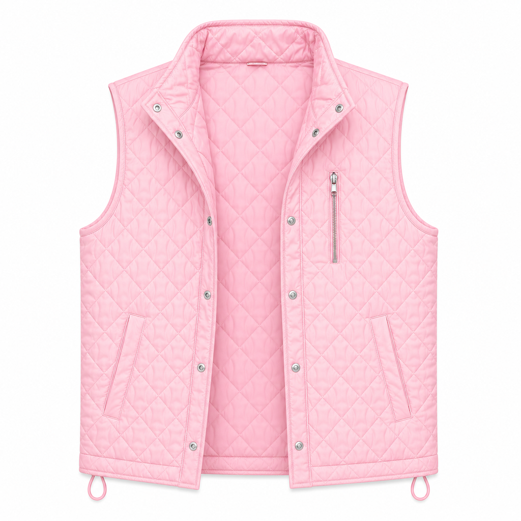 Women's pink diamond-quilted vest