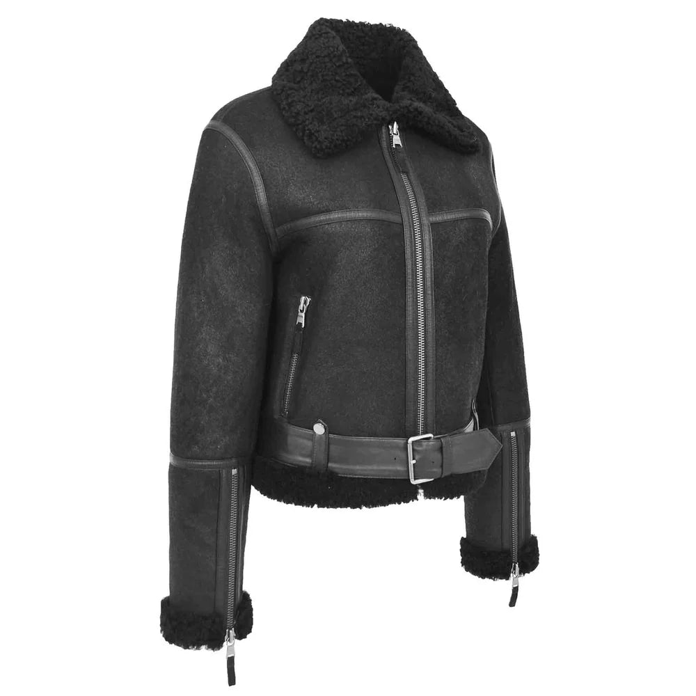 Women's Sheepskin Aviator RAF Pilot Bomber Jacket