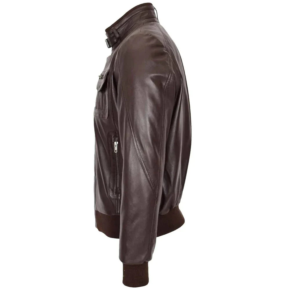 Men's Brown Genuine Leather Flight Jacket