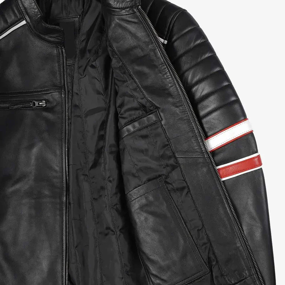 Men's Black Leather Racer Jacket