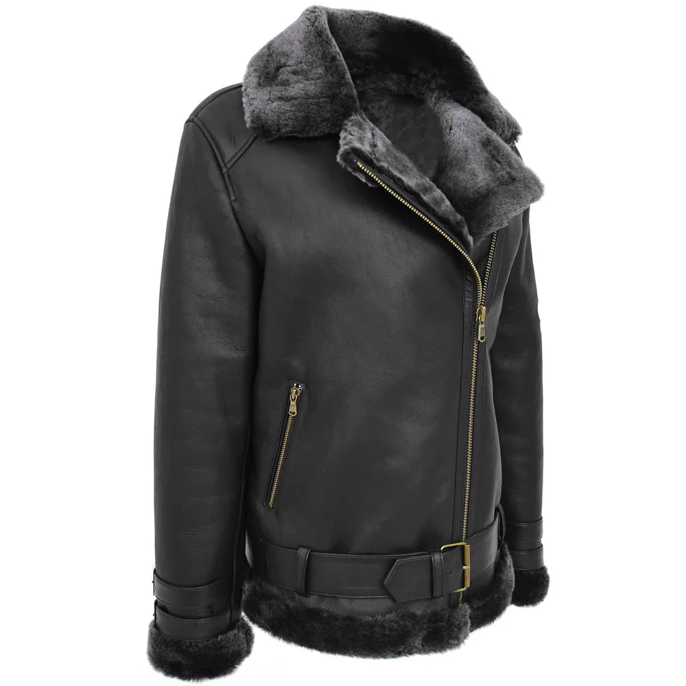 Women's Sheepskin Aviator Pilot Jacket