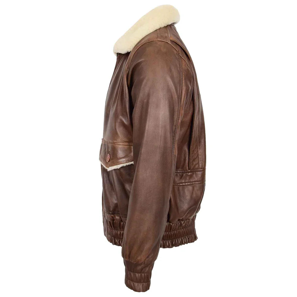 Men’s Leather Bomber Jacket G-1 Aviator Style