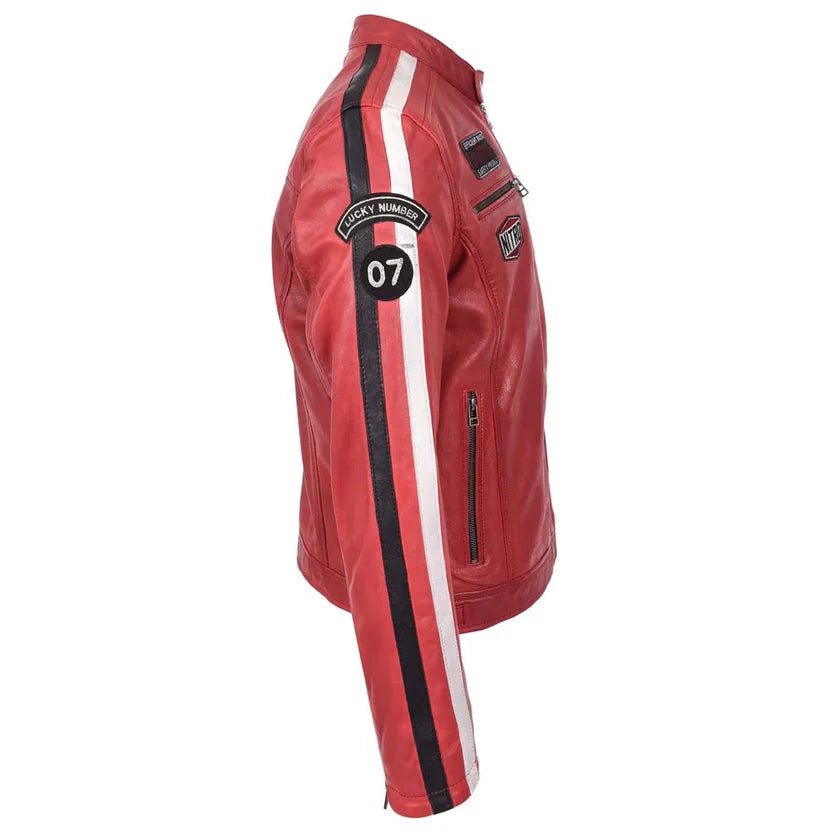 Men's Red Leather Racing Jacket