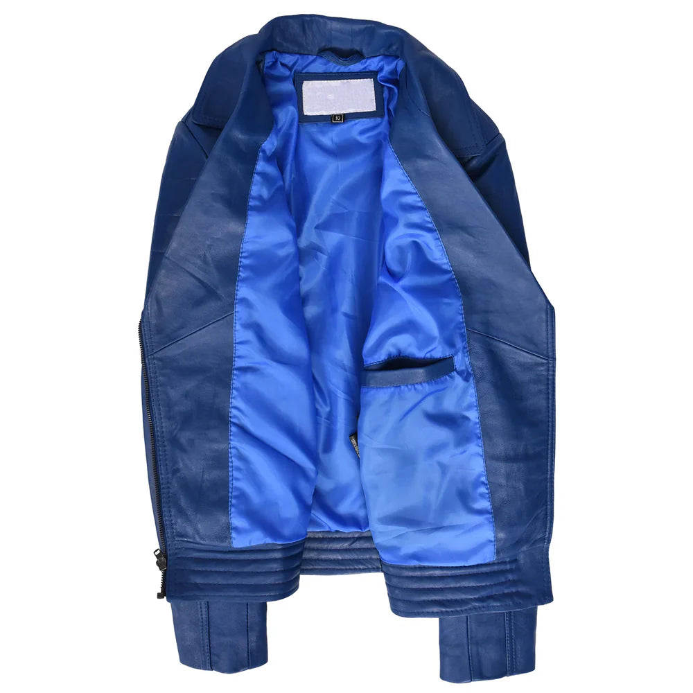 Women’s Genuine Leather Cross Zip Biker Jacket