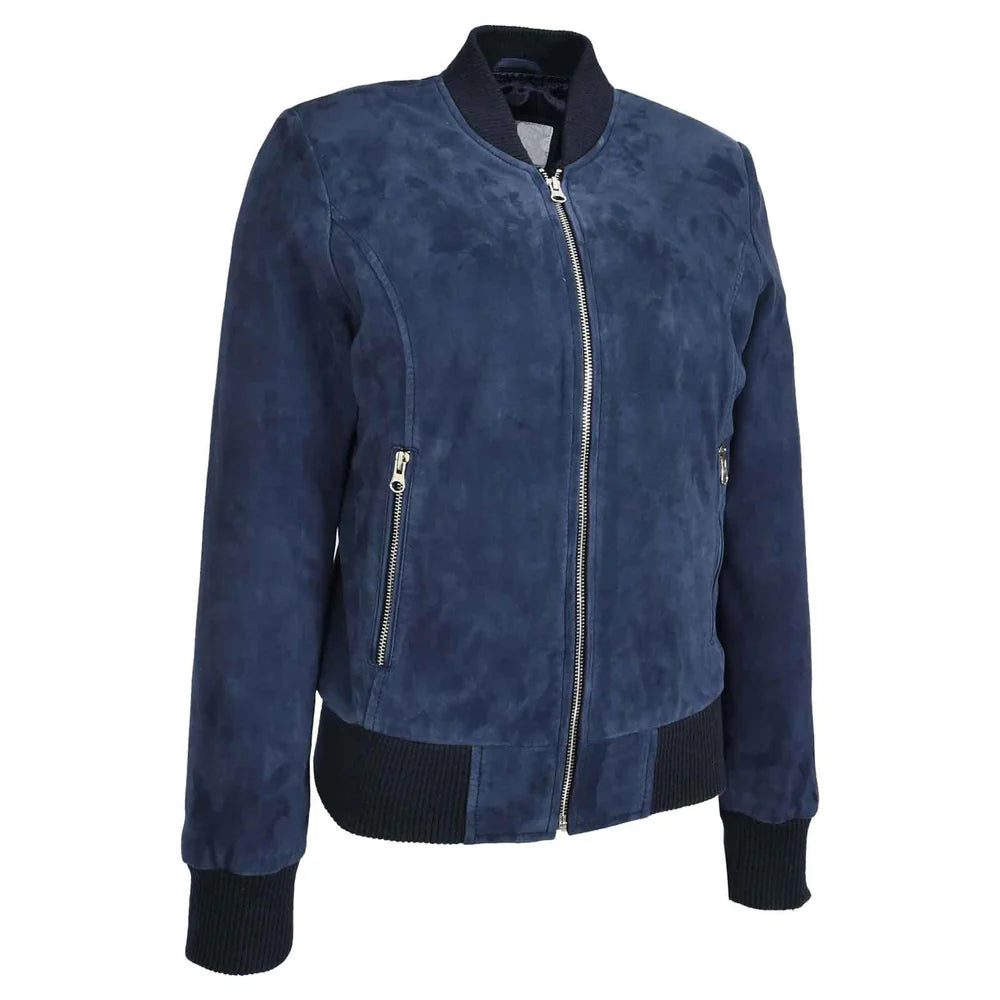 Women's Real Goat Suede Bomber MA-1 Jacket