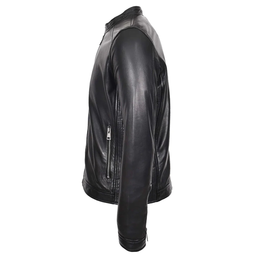 Comfortable Men's Real Leather Casual Biker Style Jacket