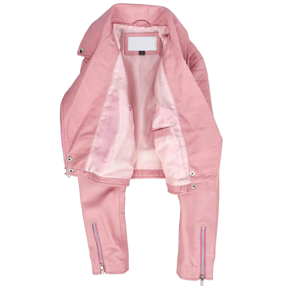 Women’s Cropped Leather Biker Jacket