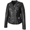 Women's Real Leather Biker Jacket Classic Cross Zip Style