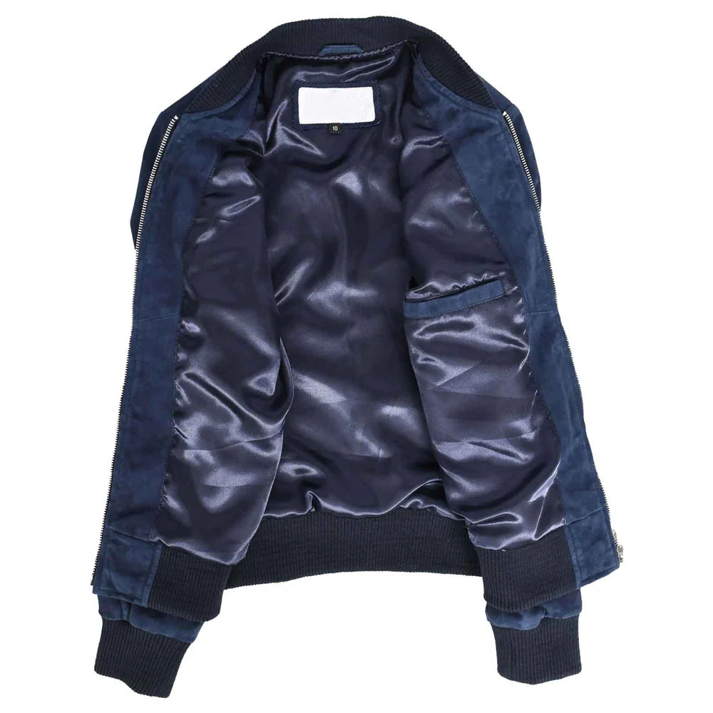 Women's Real Goat Suede Bomber MA-1 Jacket
