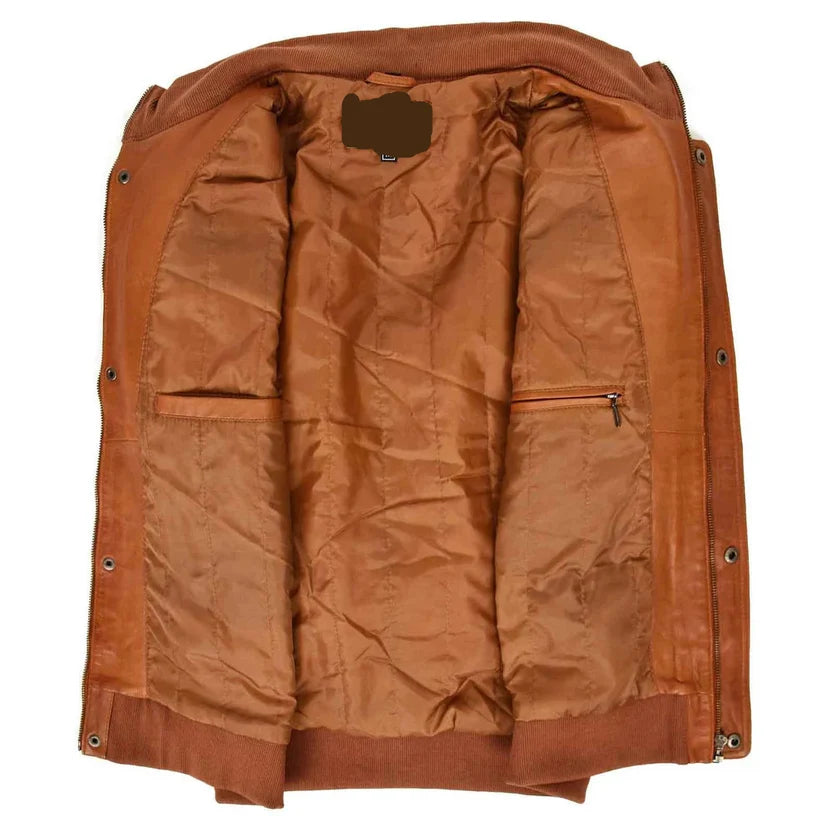 Men's Tan Leather Flight Jacket