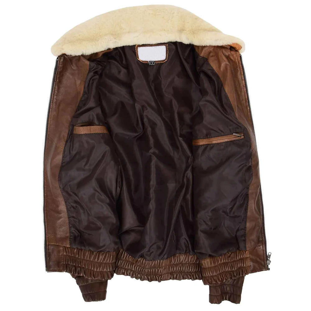 Men’s Leather Bomber Jacket G-1 Aviator Style