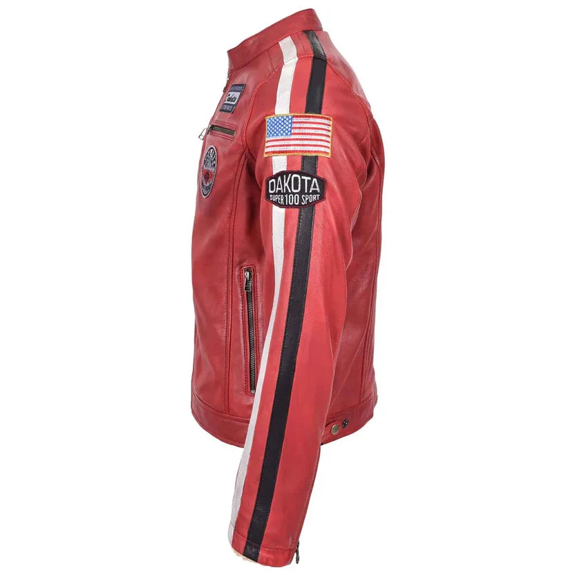 Men's Red Leather Racing Jacket