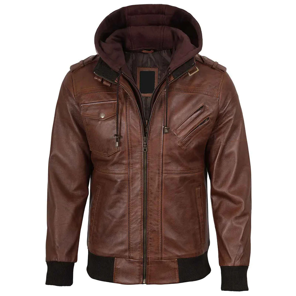 Men's Brown Bomber Genuine Leather Jacket