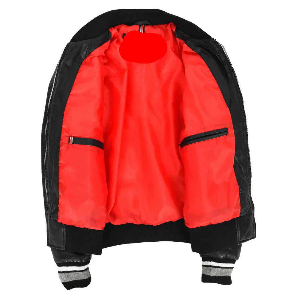 Premium Durability Women's Real Leather Puffer Bomber Jacket