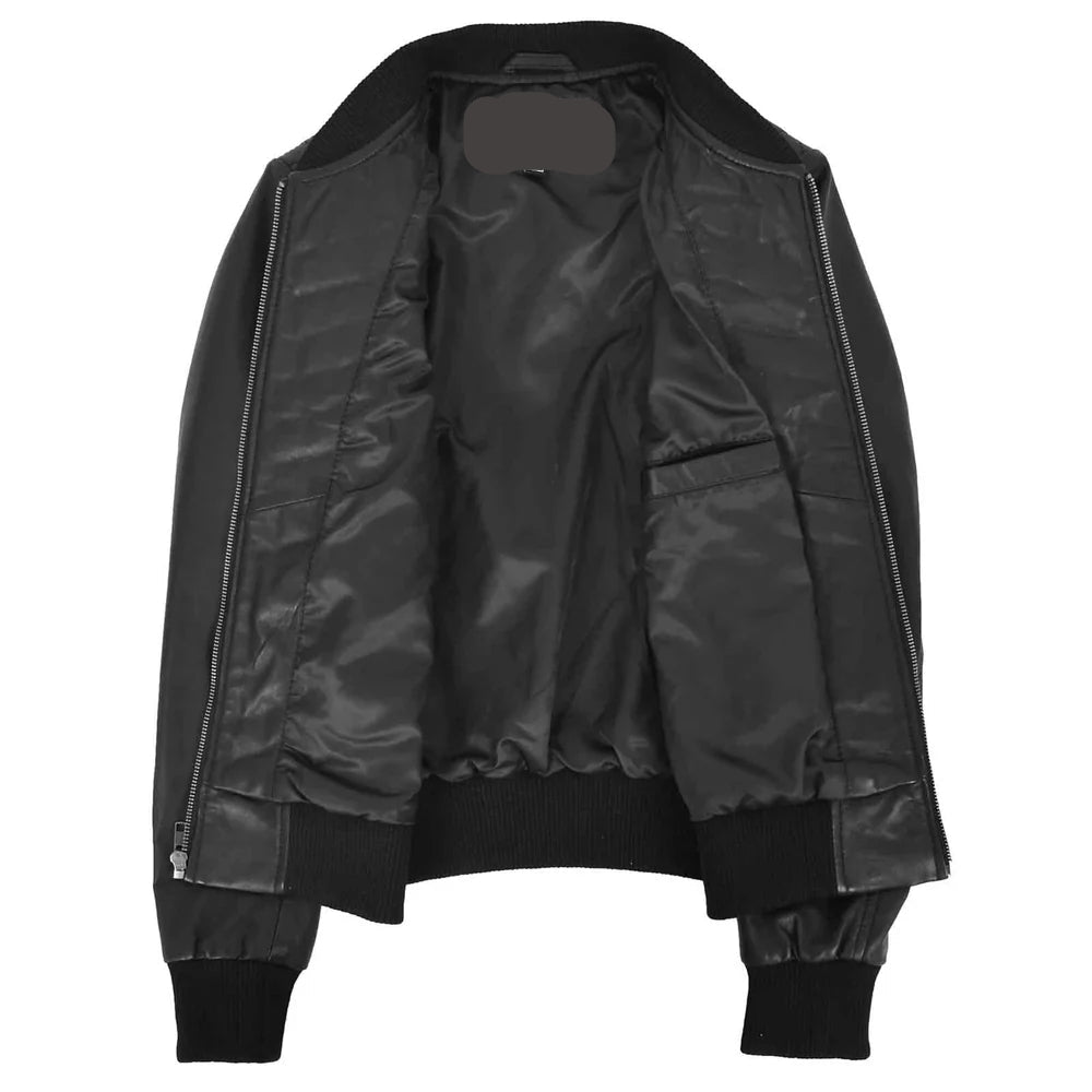 Women's Genuine Leather Quilted Bomber Jacket