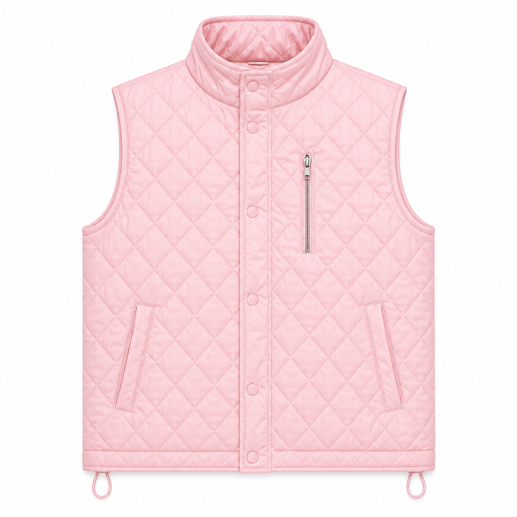 Women's pink diamond-quilted vest