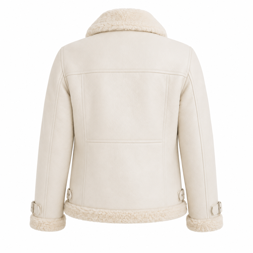 Women's Pink Shearling Aviator Jacket