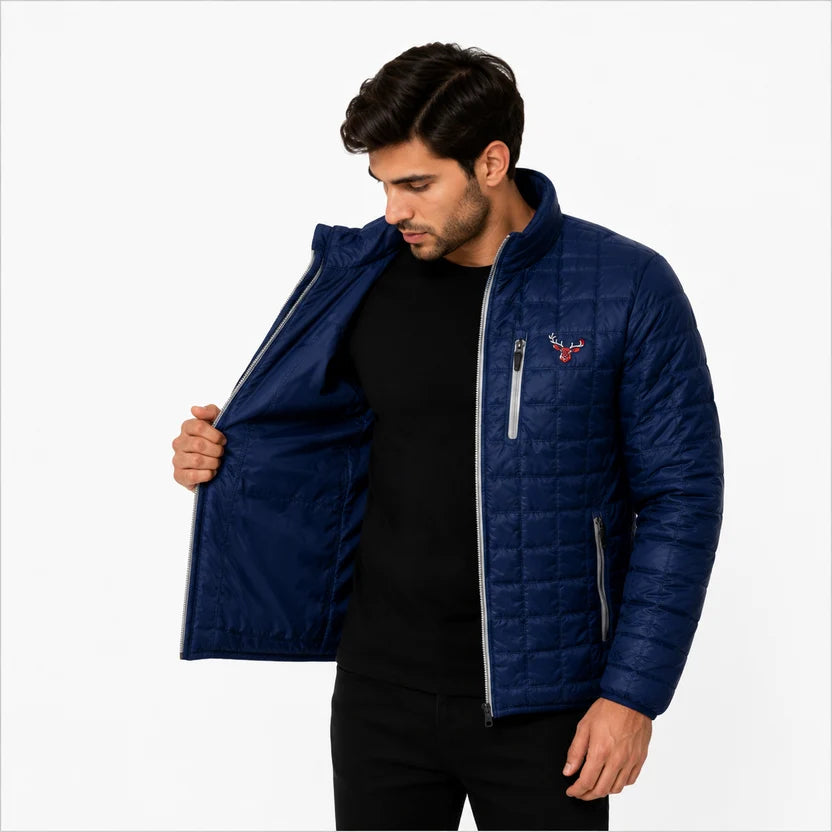 Men's Navy Blue Quilted Puffer Jacket