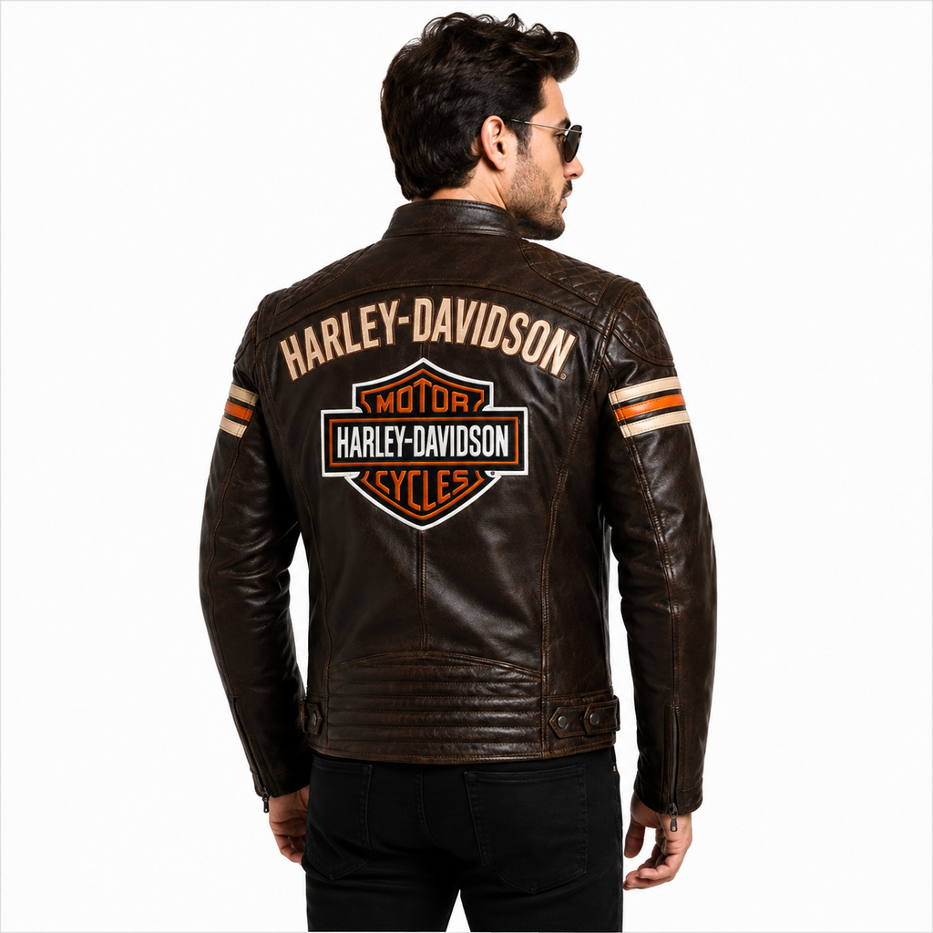 Men's Vintage Brown Leather Jacket with Aviator 