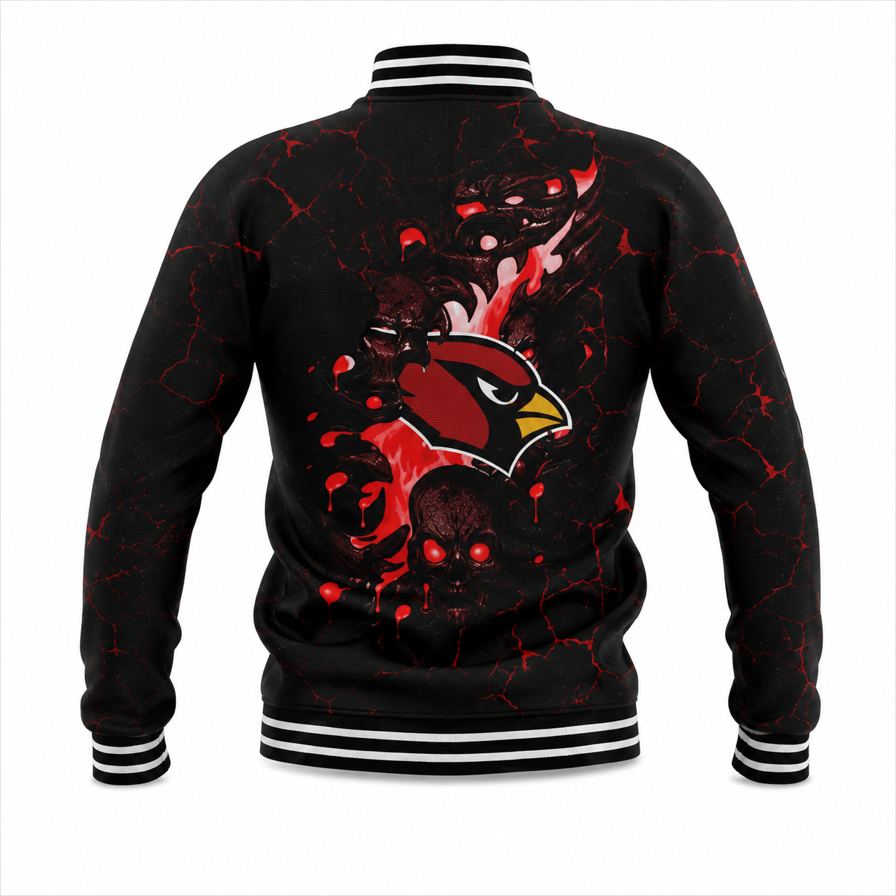 Men's Red Skull Graphic Varsity Jacket