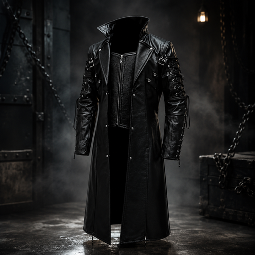 Gothic Leather Trench Coat