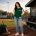 Women's Philadelphia Eagles Green Cream Varsity Jacket
