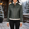 Fiona Green Hooded Shearling Leather Jacket