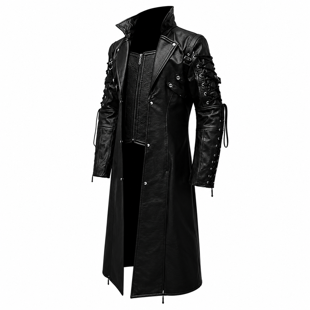 Gothic Leather Trench Coat