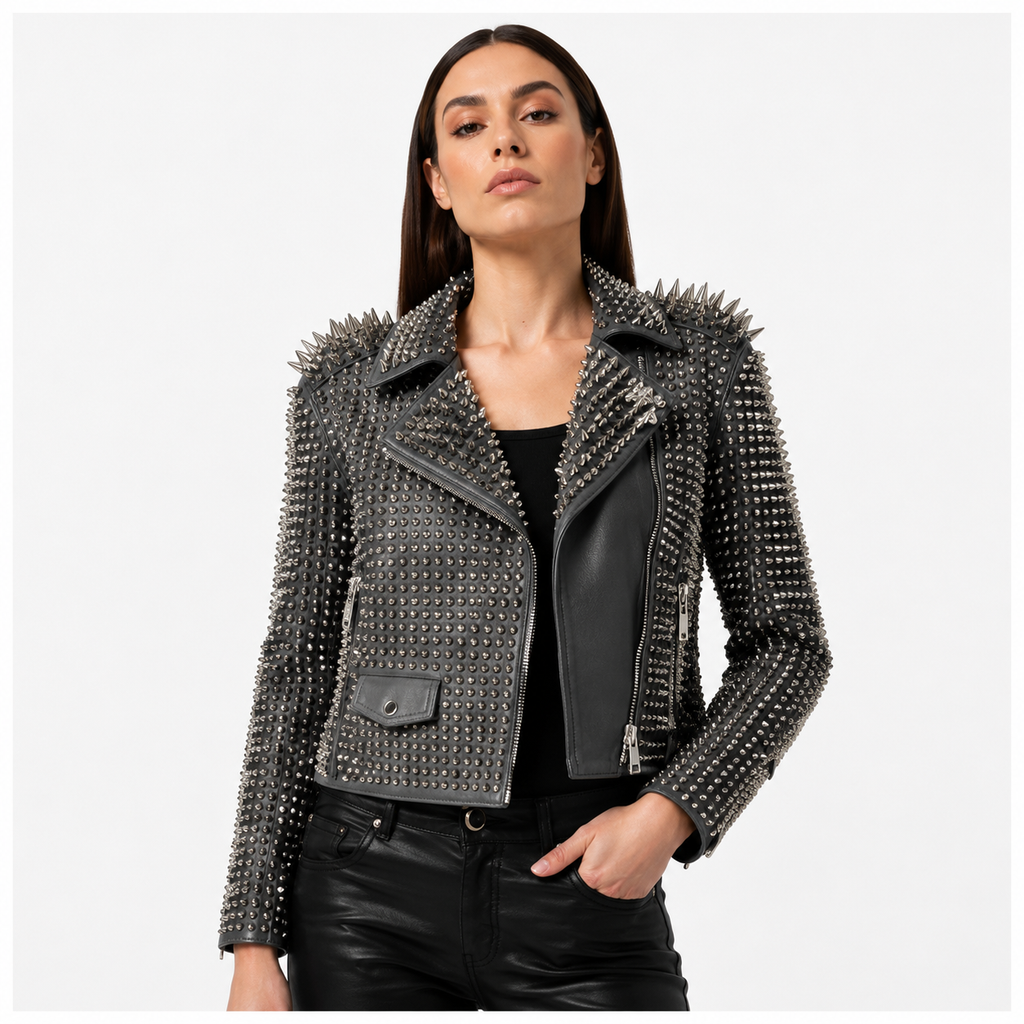 Heavy Metal Punk Rock Spiked Leather Jacket