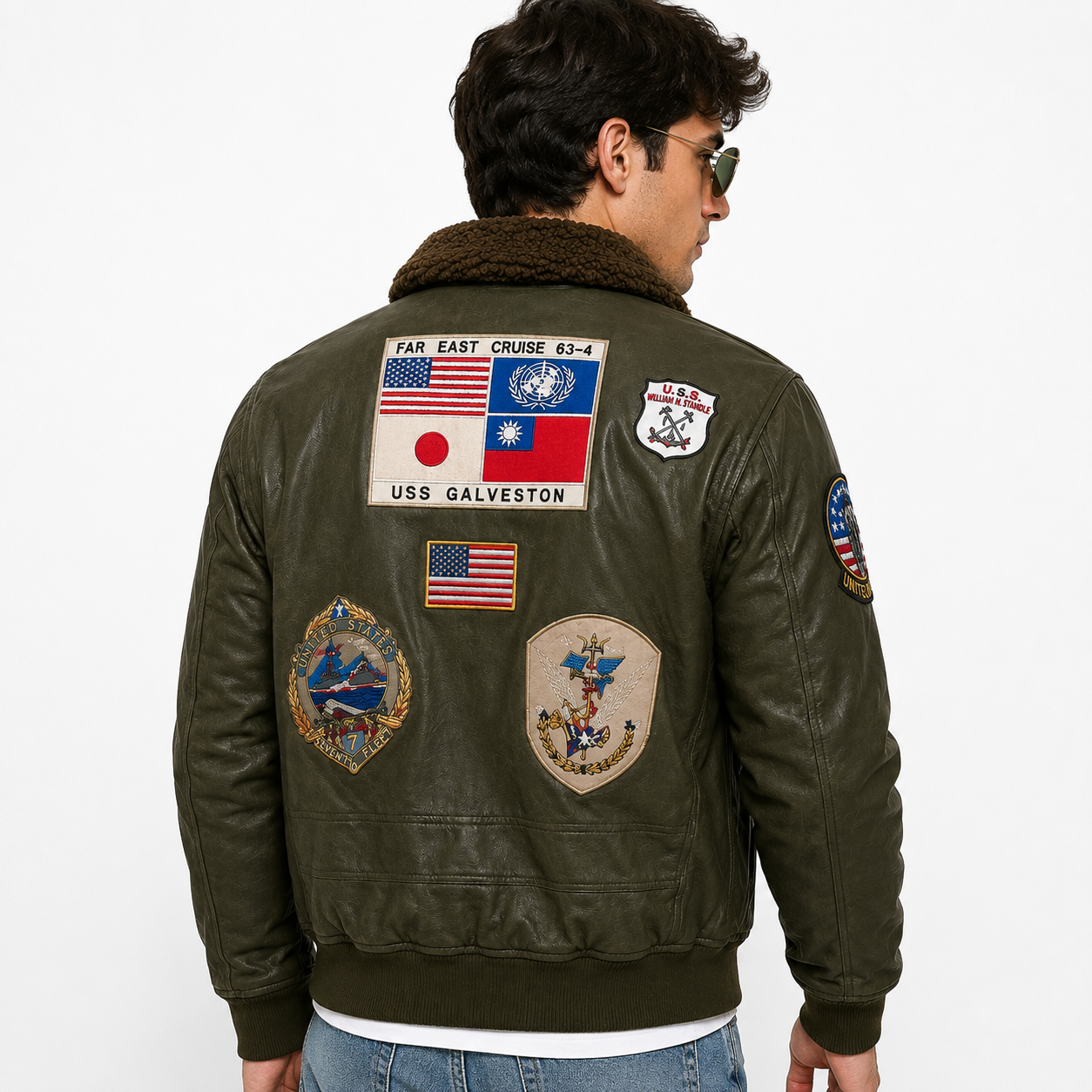 Men's Olive Green Aviator Leather Jacket