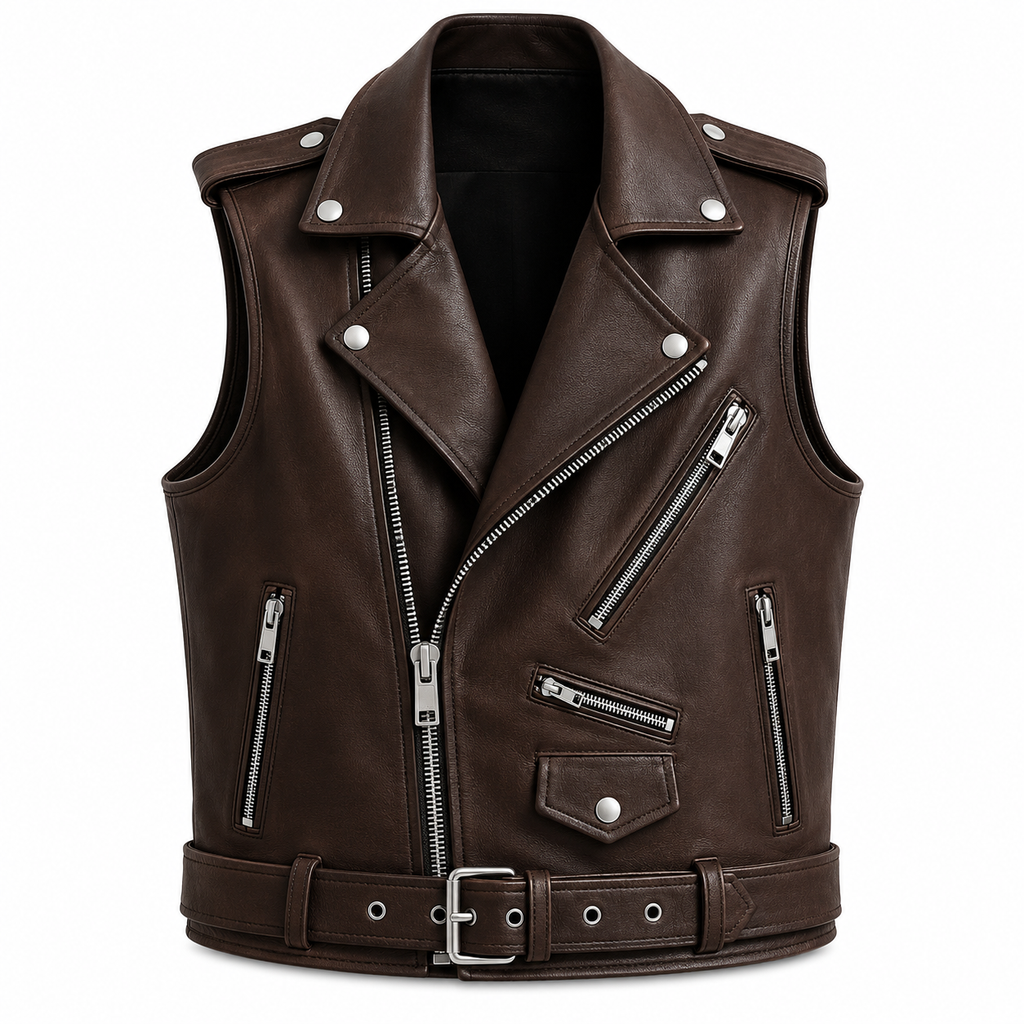 Women's Pink Leather Biker Vest
