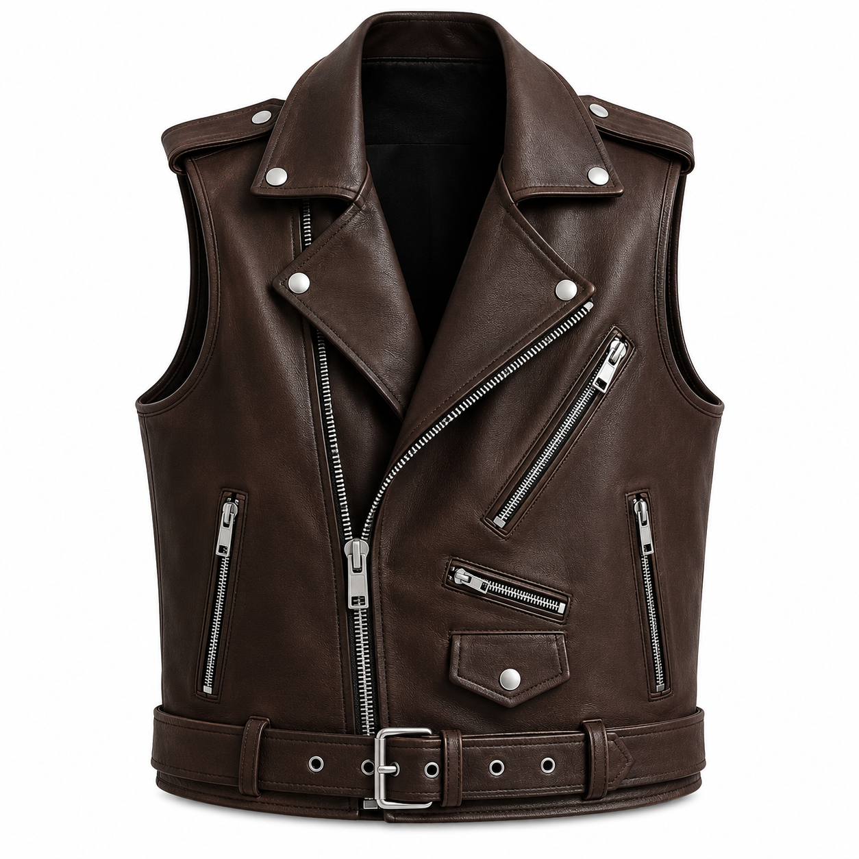 Women's Pink Leather Biker Vest