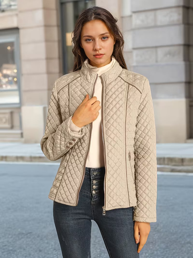 Quilted Lightweight Stand-Collar Jacket