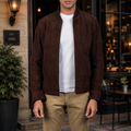 Blain Mocha Suede Bomber Jacket