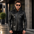 Hudson Brown Leather Biker Jacket