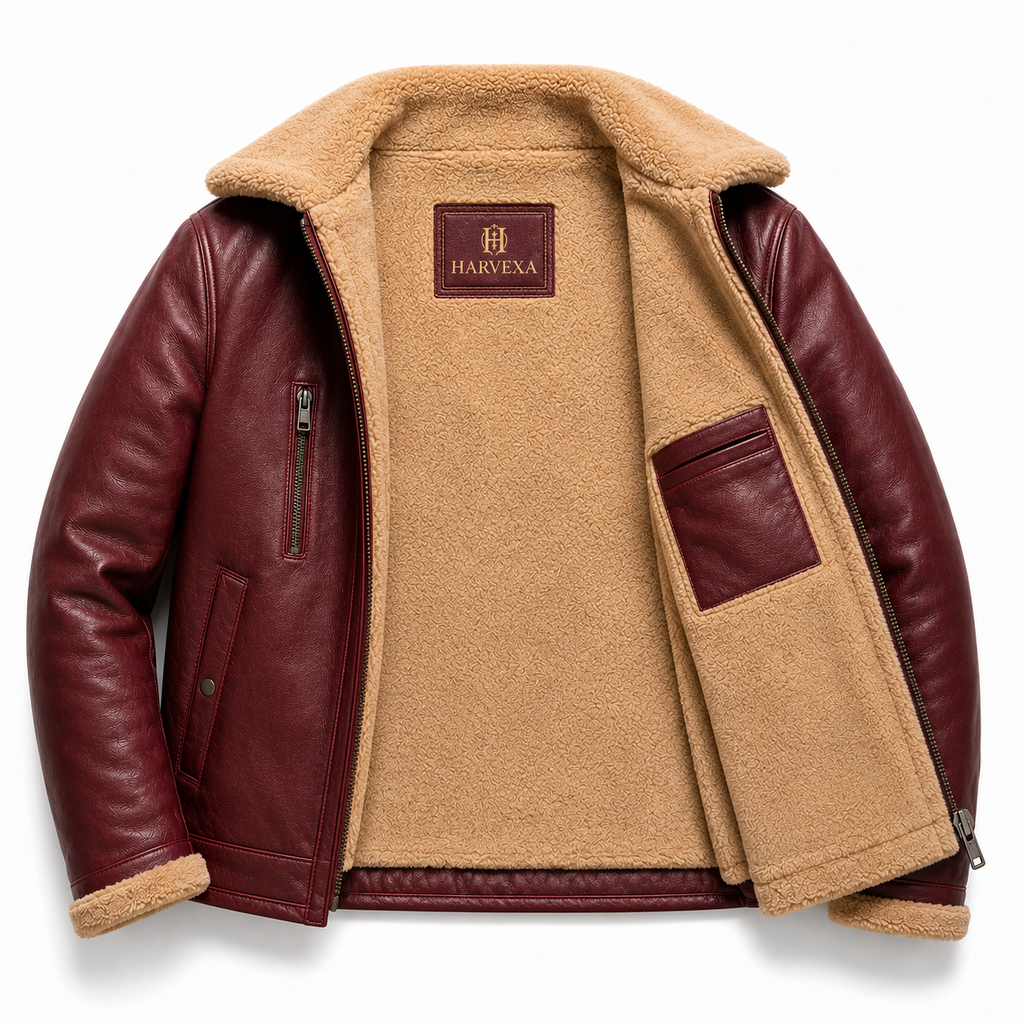 Men's Oxblood Red / Burgundy Leather Aviator Jacket