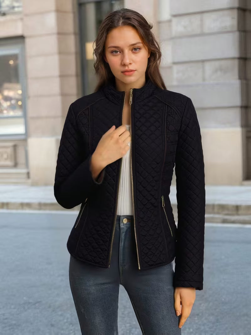 Quilted Lightweight Stand-Collar Jacket