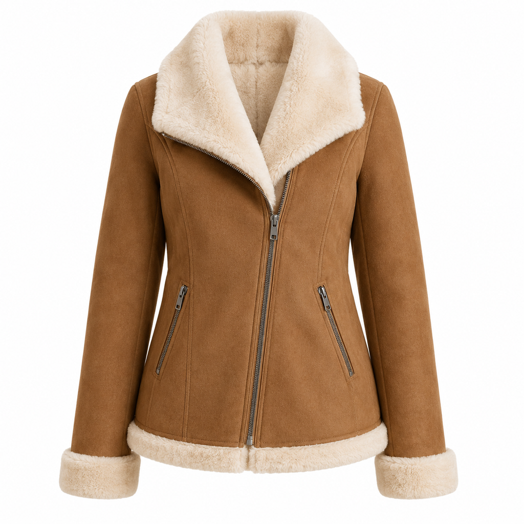 Women's Light Gray Faux Shearling Jacket