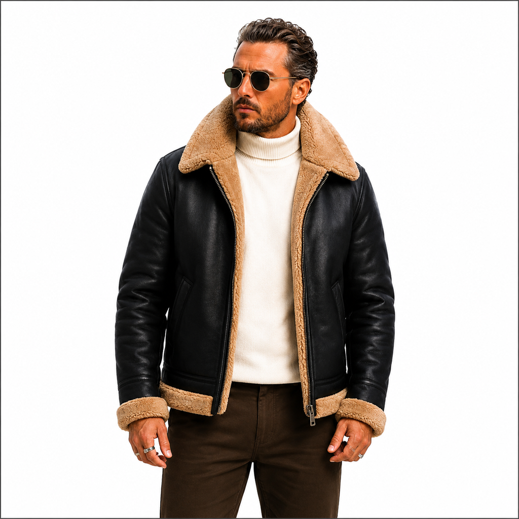 Men's Black & Tan B-3 Aviator Jacket