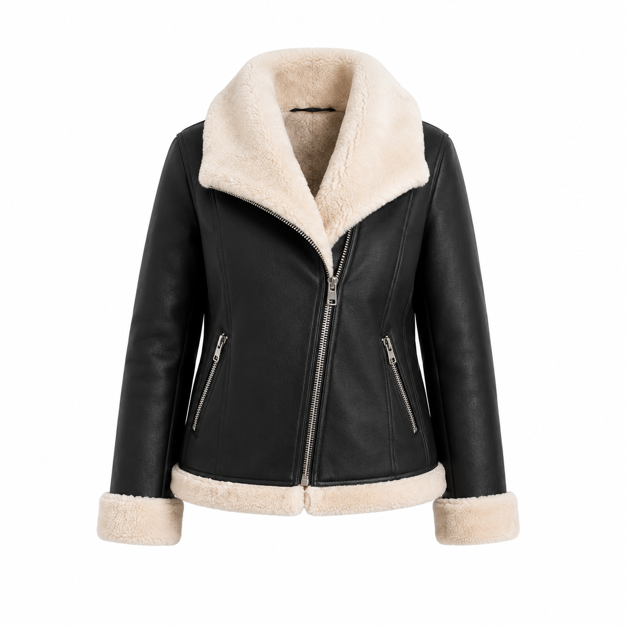 Women's Light Gray Faux Shearling Jacket