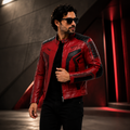 Men's Premium Red & Black Racer Leather Jacket