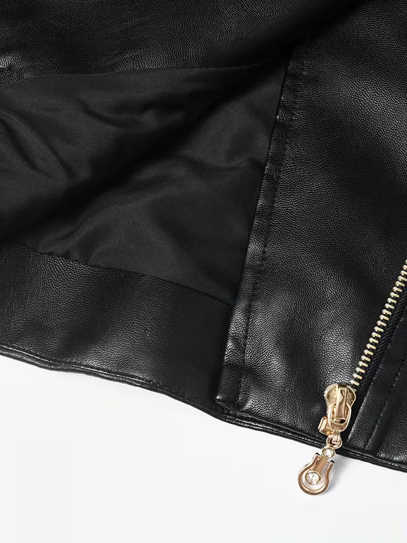 Faux-Leather Asymmetric Biker Jacket