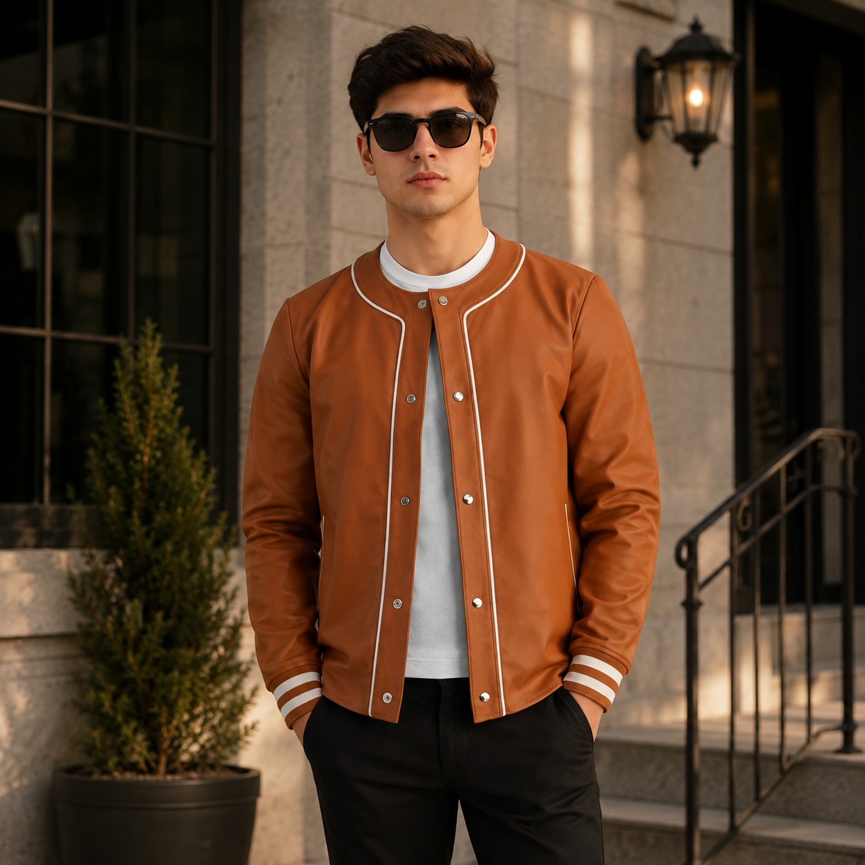 Willis Black Leather Varsity Jacket